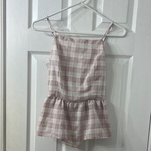 Plaid Sleeveless Peplum Top